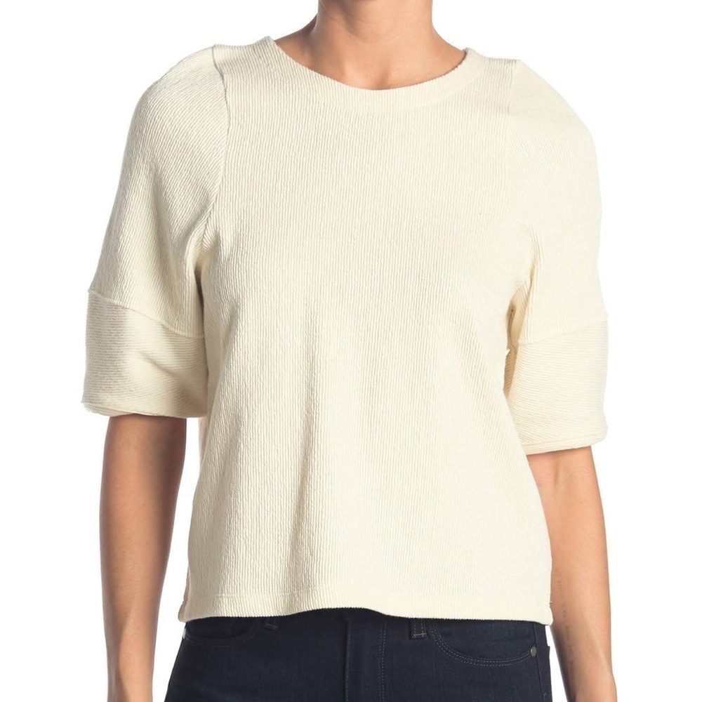 Cream Madewell Button Back Ottoman Jacquard Top Size S